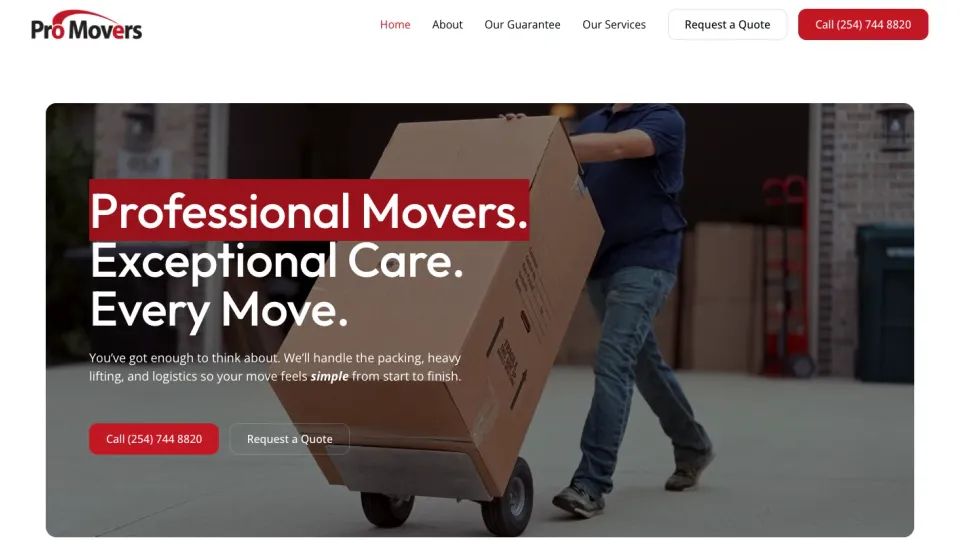 Pro Movers USA website preview