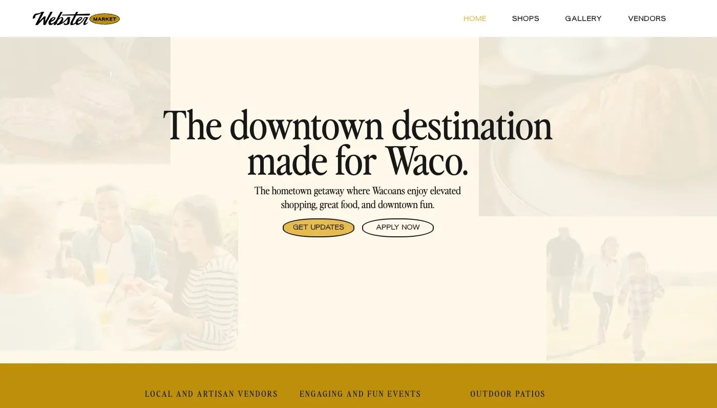 Webster Market downtown Waco website preview